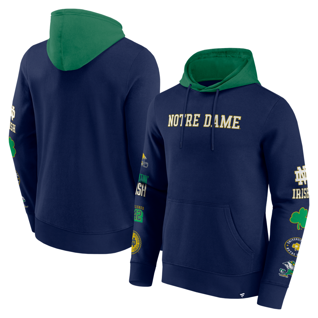 Fanatics - NCAA - Colorblock Badge Fleece Hoodie - Notre Dame Fighting Irish