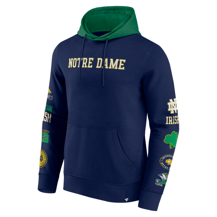 Fanatics - NCAA - Colorblock Badge Fleece Hoodie - Notre Dame Fighting Irish