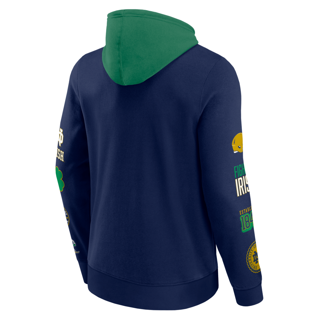 Fanatics - NCAA - Colorblock Badge Fleece Hoodie - Notre Dame Fighting Irish