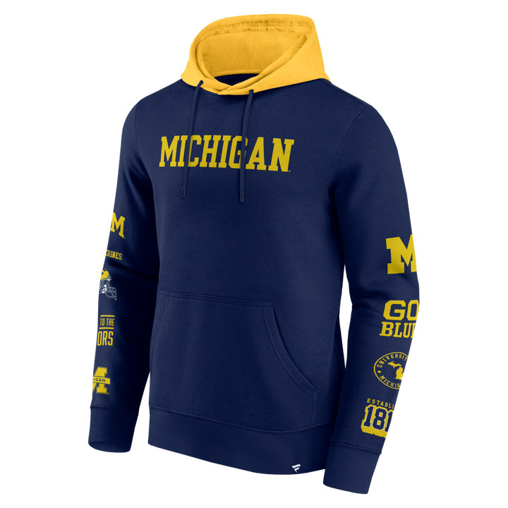 Fanatics - NCAA - Colorblock Badge Fleece Hoodie - Michigan Wolverines