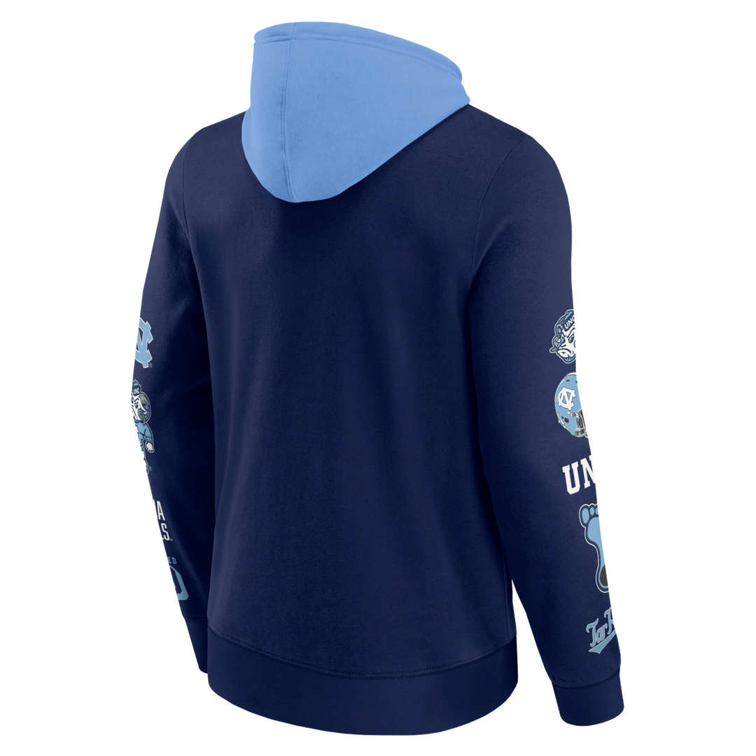 Fanatics - NCAA - Colorblock Badge Fleece Hoodie - North Carolina Tar Heels