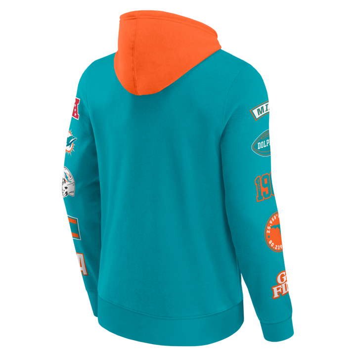 Fanatics - NFL - Colorblock Badge Fleece Hoodie - Miami Dolphins