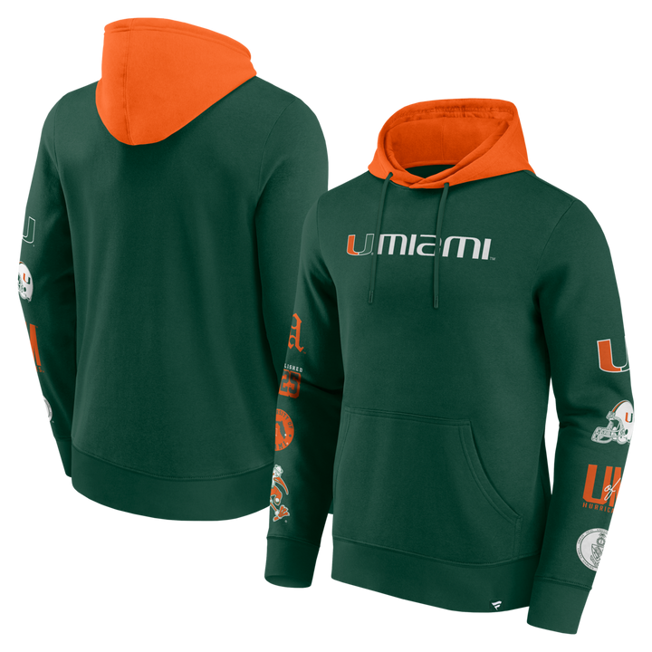 Fanatics - NCAA - Colorblock Badge Fleece Hoodie - Miami Hurricanes