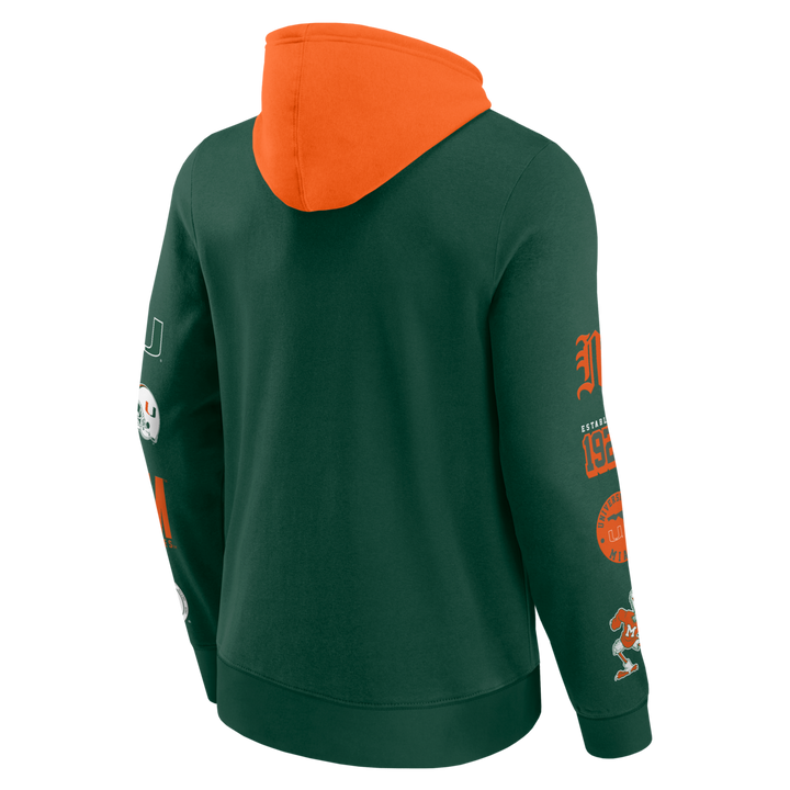 Fanatics - NCAA - Colorblock Badge Fleece Hoodie - Miami Hurricanes