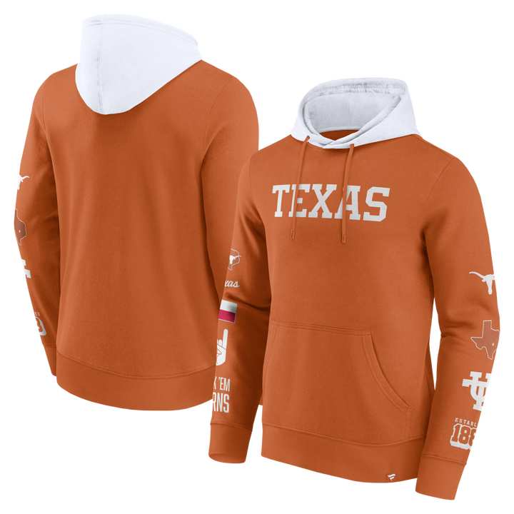 Fanatics - NCAA - Colorblock Badge Fleece Hoodie - Texas Longhorns