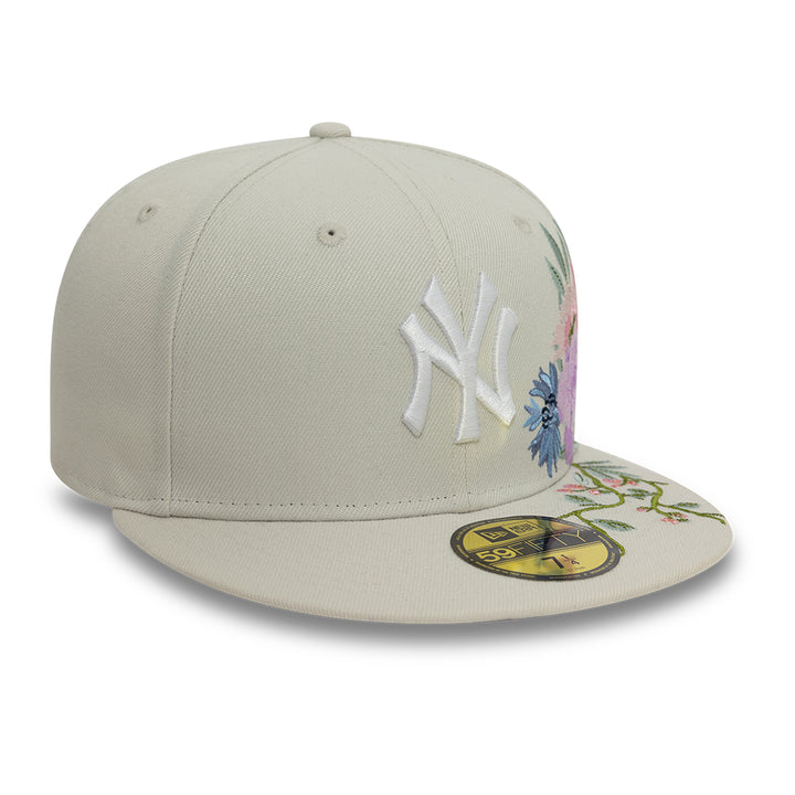 New York Yankees MLB Floral 59Fifty New Era Cream/White