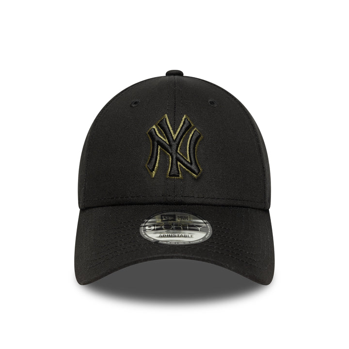 New York Yankees MLB Team Outline 9FORTY Strapback Black/Olive