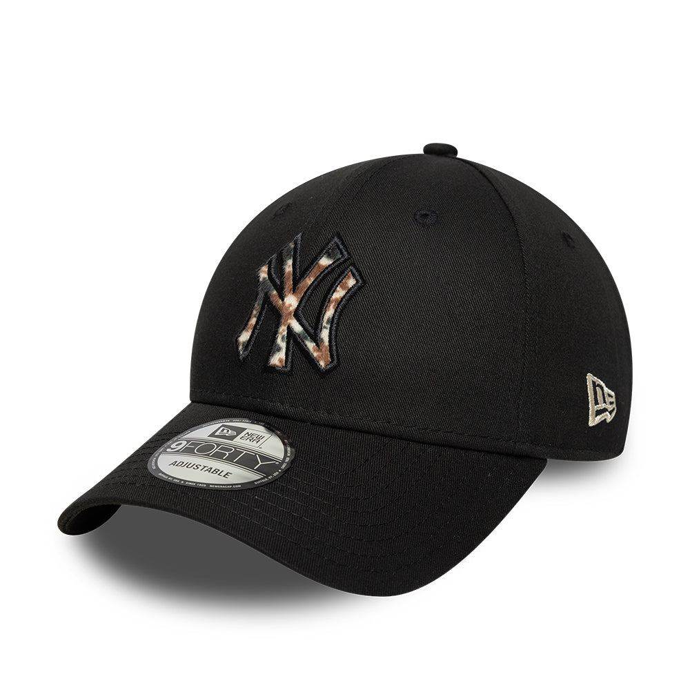 New York Yankees MLB Faux Pony Infill 9FORTY Strapback New Era Black/Animal