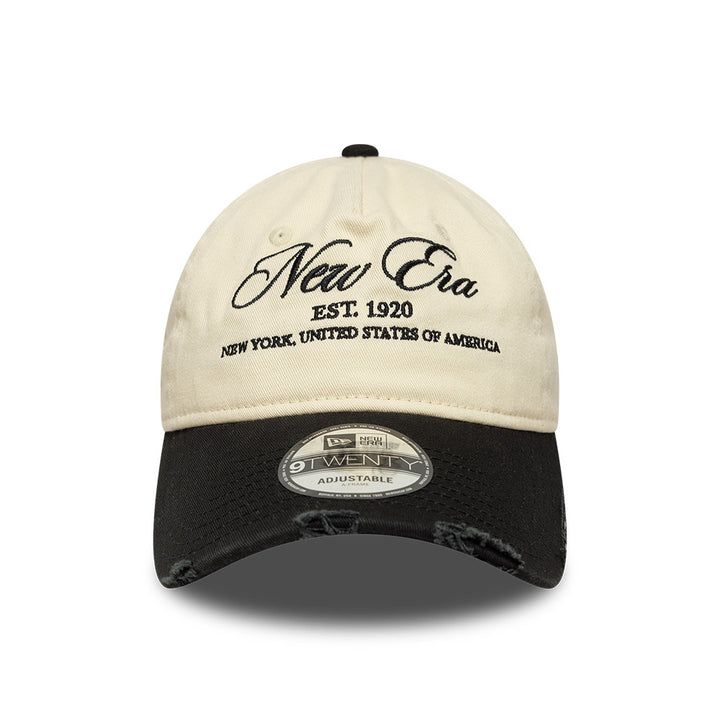 New Era Washed Distress 9Twenty Strapback Cream/Black