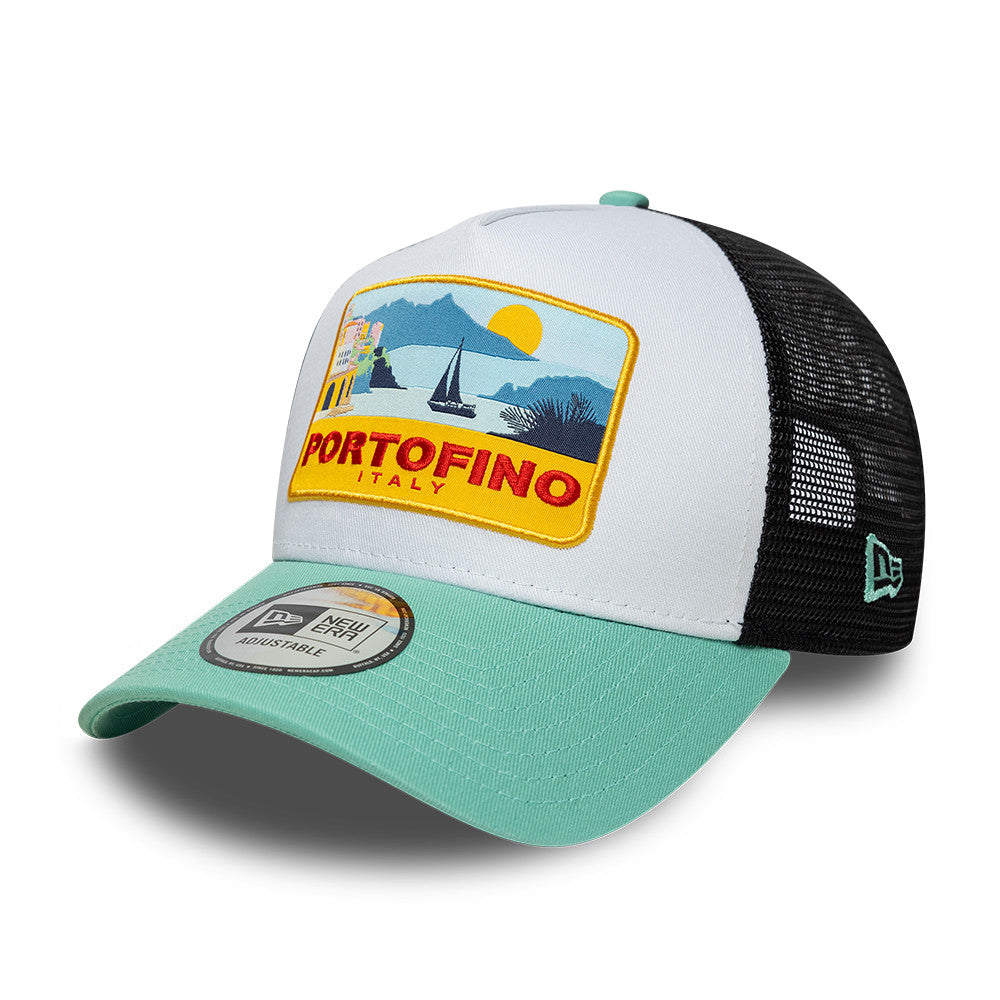 Portofino Italy A-Frame Trucker New Era Turquoise/White