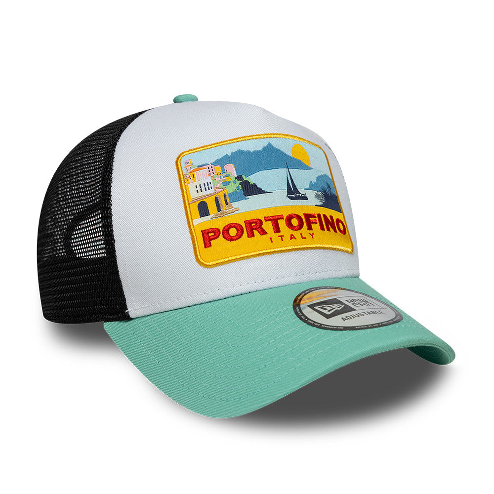 Portofino Italy A-Frame Trucker New Era Turquoise/White