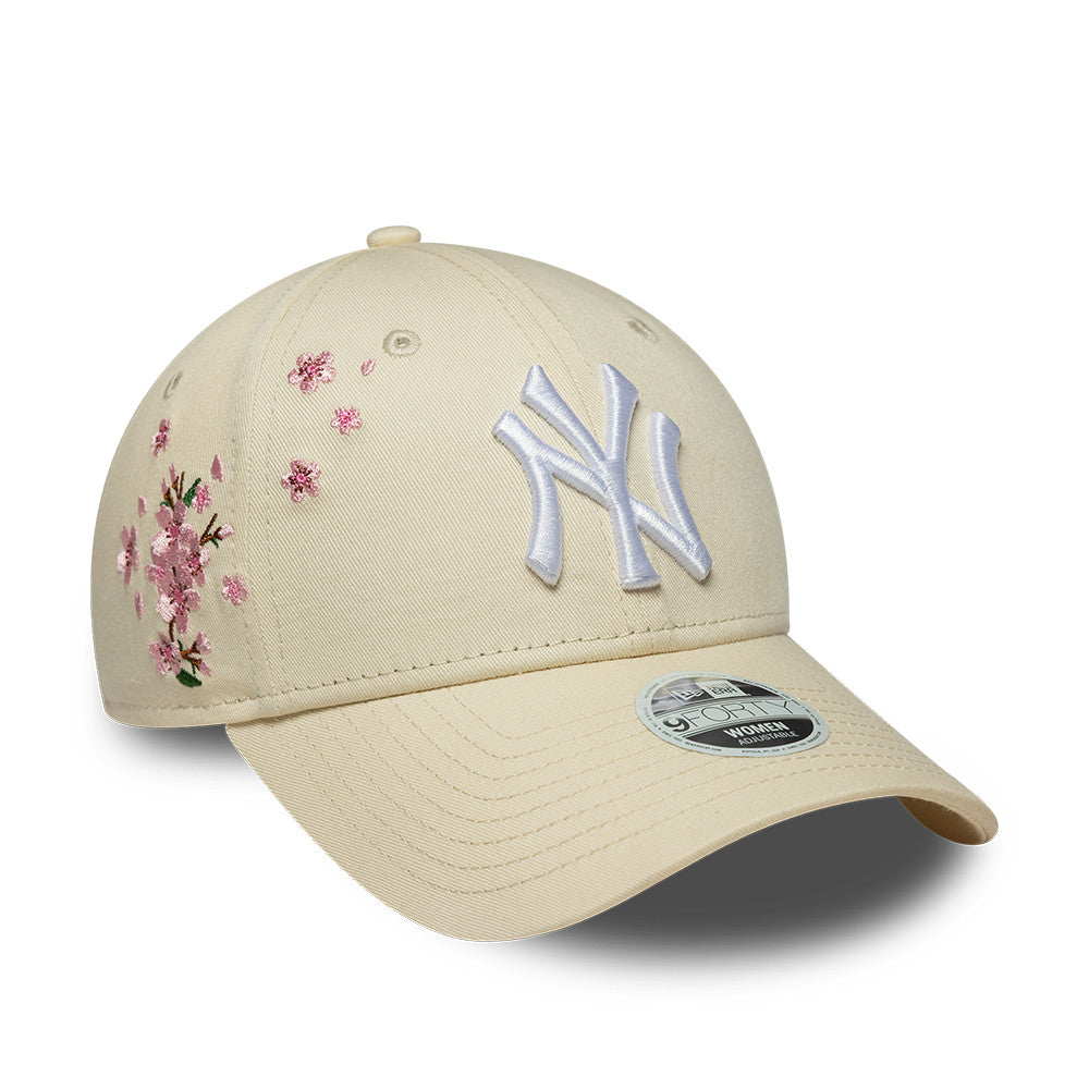 New York Yankees MLB 9FORTY Strapback Floral Women New Era Beige/White