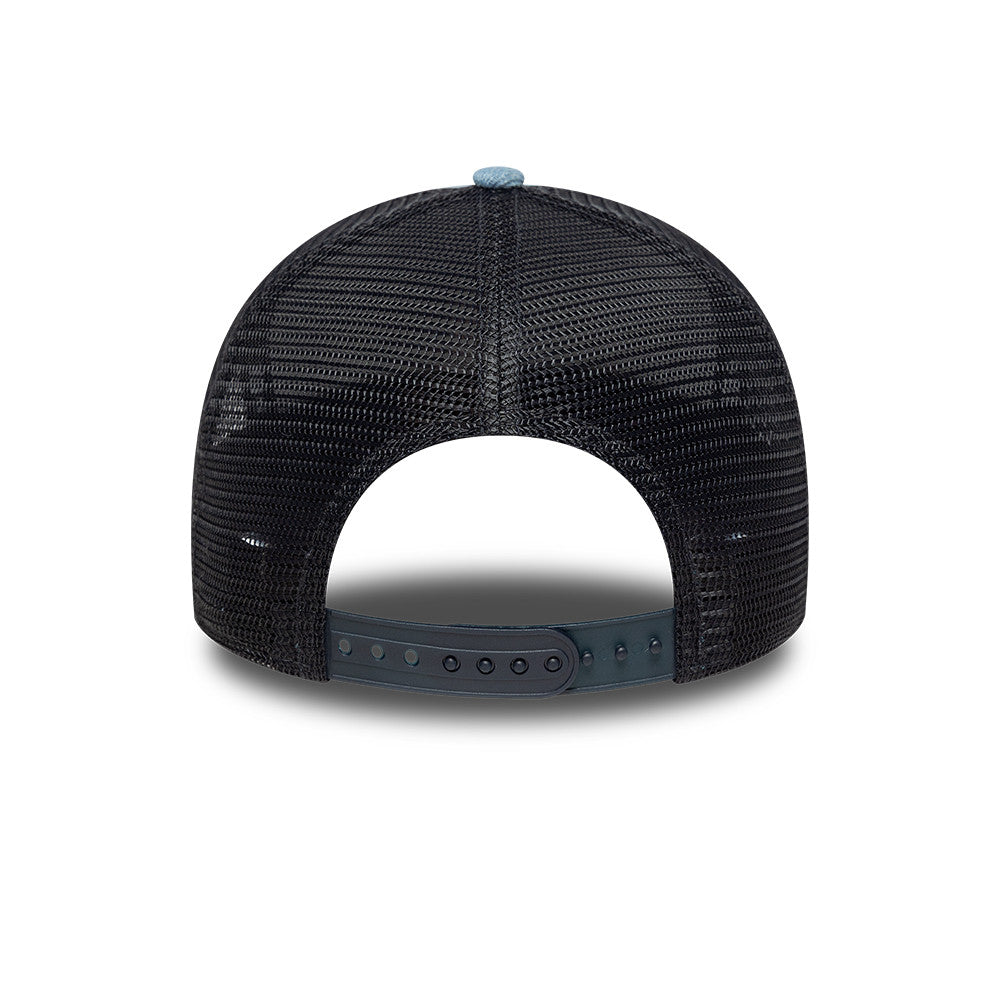 Branded Denim Leather Patch AFrame Snapback Trucker New Era Blue