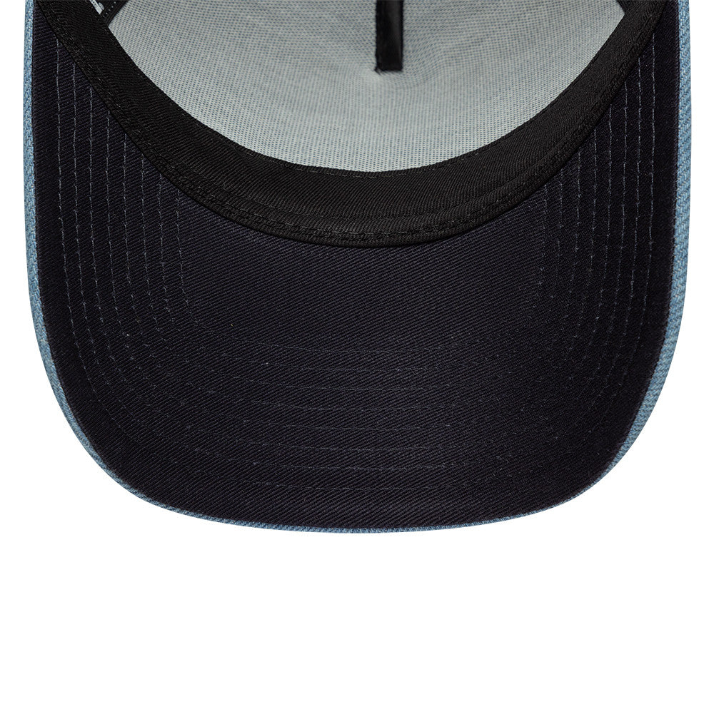 Branded Denim Leather Patch AFrame Snapback Trucker New Era Blue