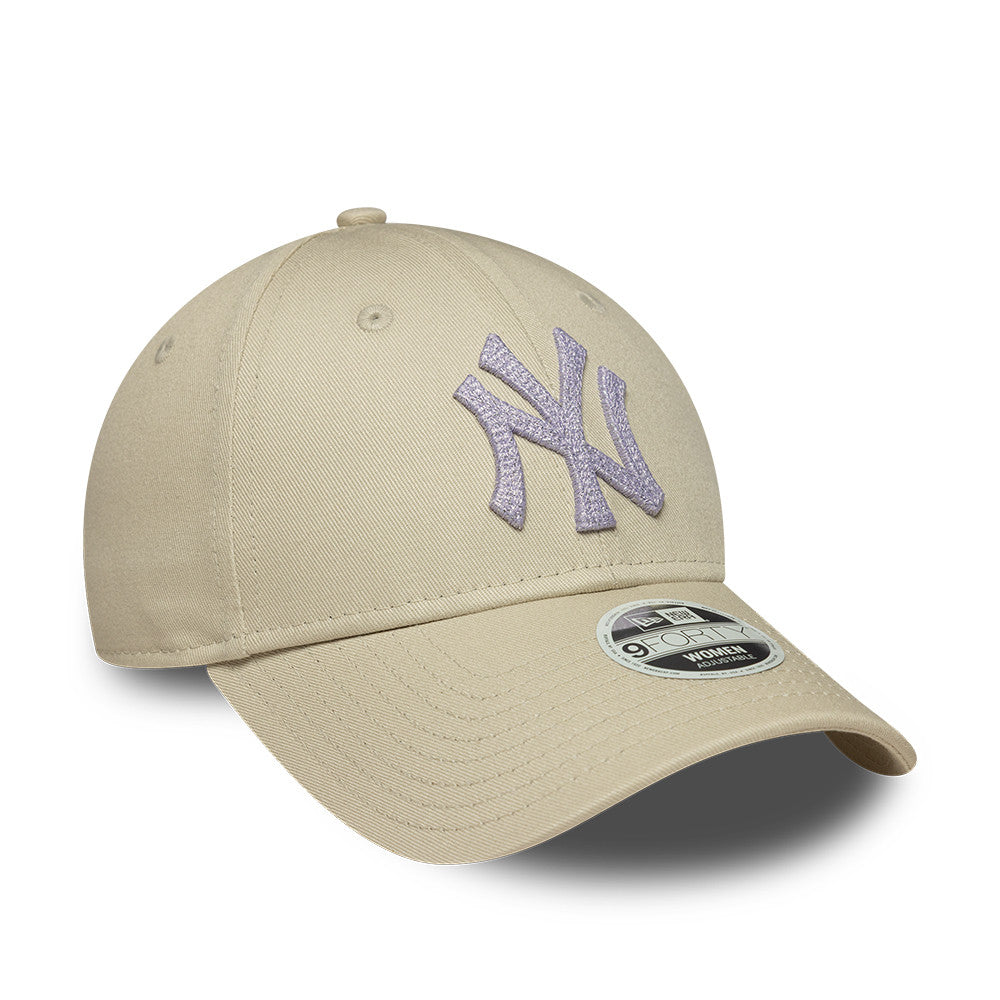 New York Yankees  MLB Womens Metallic 9Forty Strapback Beige/Purple