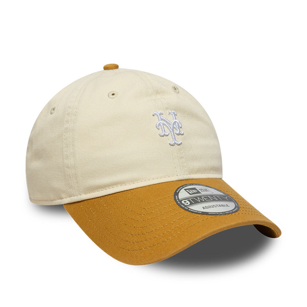 New York Mets 9TWENTY Strapback Mini Washed Beige/White