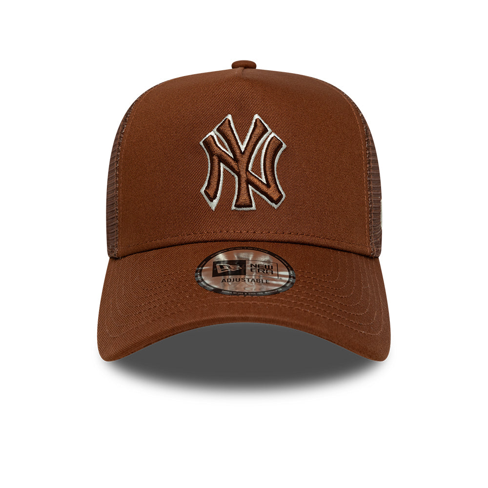 New York Yankees League Essential A-Frame Trucker Snapback New Era Brown