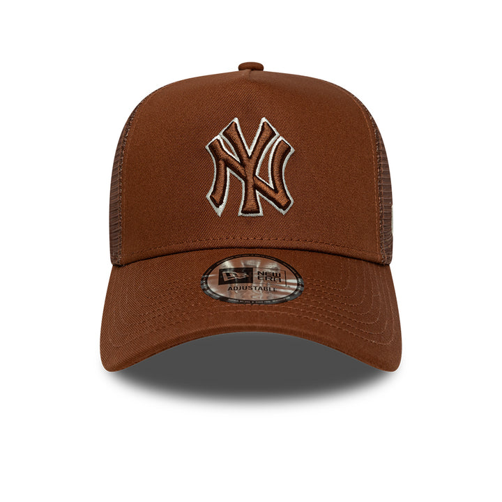 New York Yankees League Essential A-Frame Trucker Snapback New Era Brown