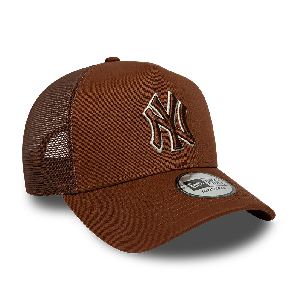 New York Yankees League Essential A-Frame Trucker Snapback New Era Brown