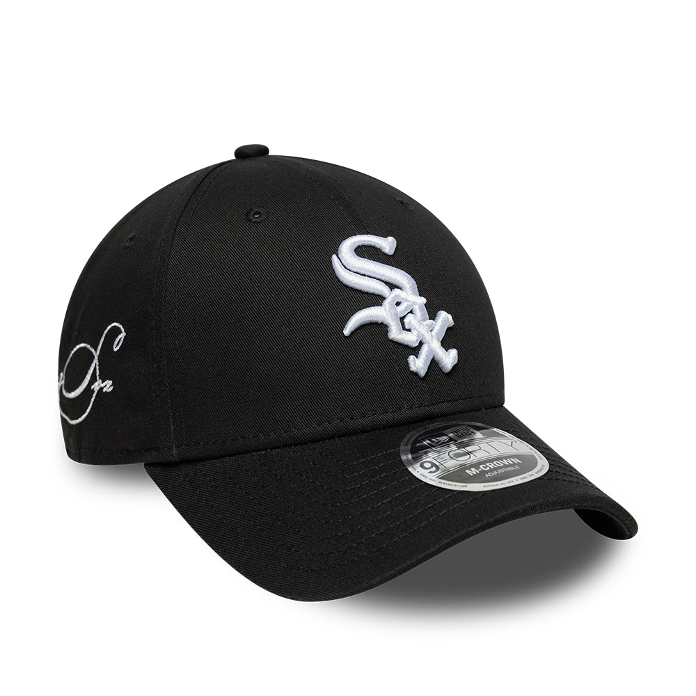 Chicago White Sox MLB Side Script 9FORTY Strapback New Era Black/White