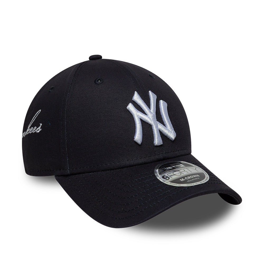 New York Yankees MLB Side Script 9FORTY Strapback New Era Navy