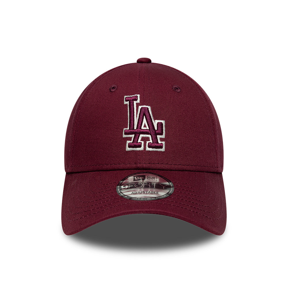 Los Angeles Dodgers MLB Team Outline 9FORTY Strapback Burgundy/White