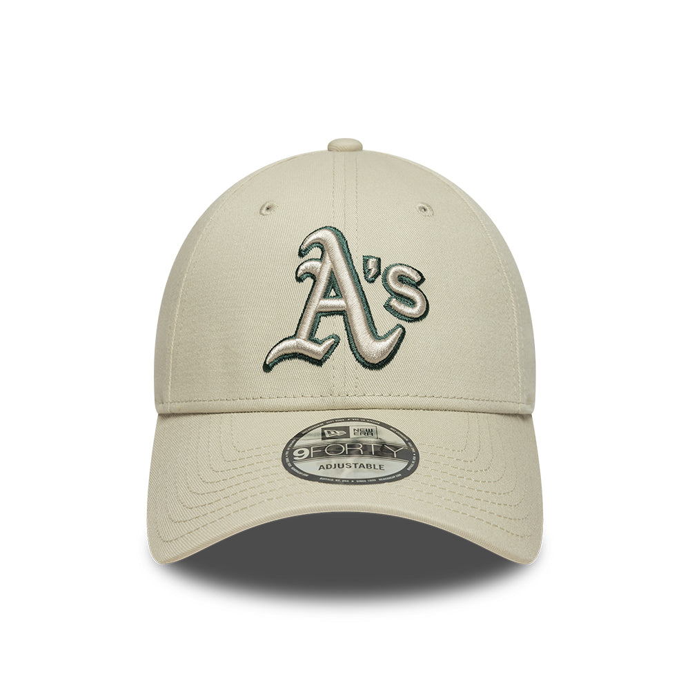 Oakland Athletics MLB Team Outline 9FORTY Strapback New Era Crème/Green