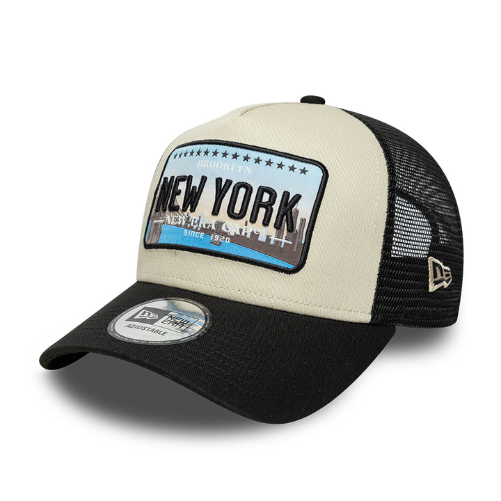 New York Licence Plate 9FORTY A-Frame Trucker Snapback New Era Black/White