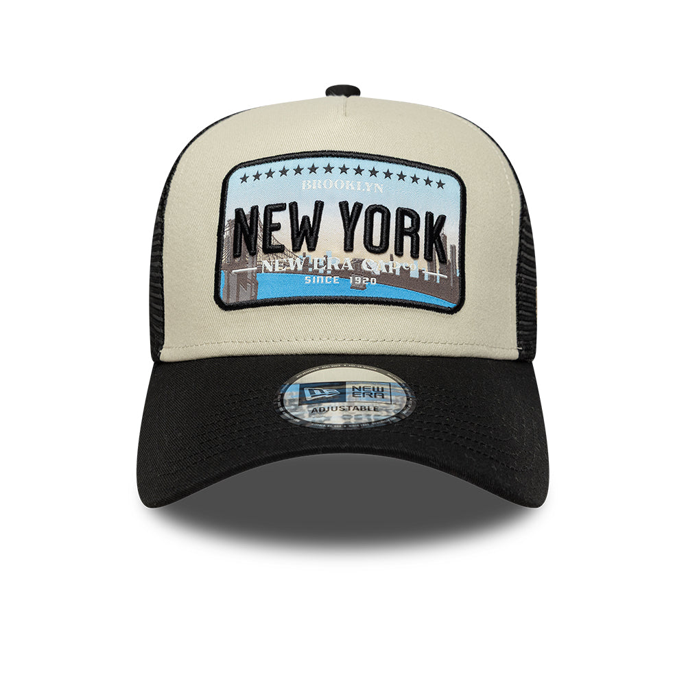 New York Licence Plate 9FORTY A-Frame Trucker Snapback New Era Black/White