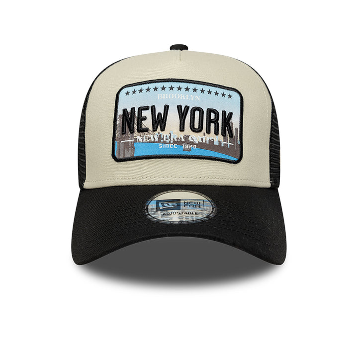New York Licence Plate 9FORTY A-Frame Trucker Snapback New Era Black/White