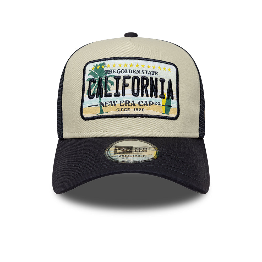 California Licence Plate 9FORTY A-Frame Trucker Snapback New Era Navy/Beige
