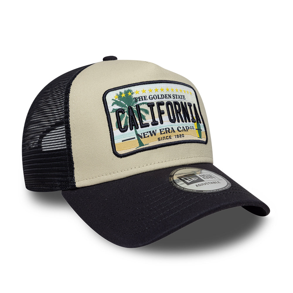 California Licence Plate 9FORTY A-Frame Trucker Snapback New Era Navy/Beige