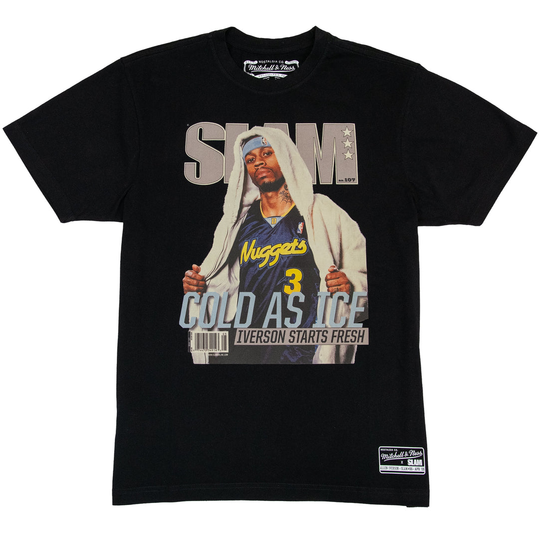 Allen Iverson Denver Nuggets NBA Slam Cover Tee Mitchell &amp; Ness Black