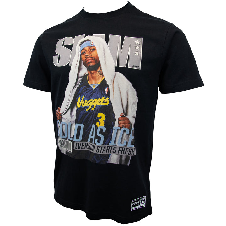 Allen Iverson Denver Nuggets NBA Slam Cover Tee Mitchell &amp; Ness Black