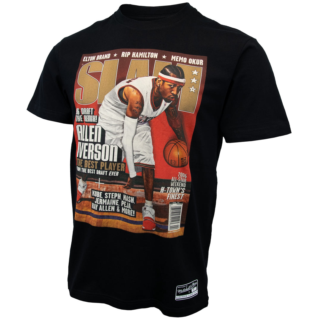 Allen Iverson Philadelphia 76ers NBA Slam Cover Tee Mitchell &amp; Ness Black