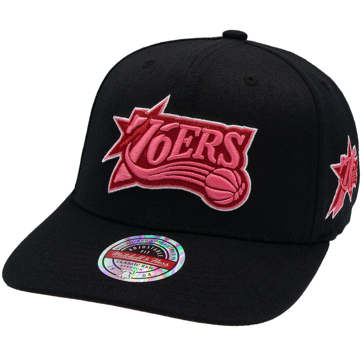 Philadelphia 76ers NBA Classic Red Snapback Mitchell &amp; Ness Black/Pink