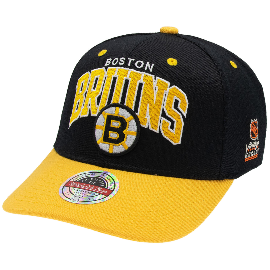 Boston Bruins NHL Team Arch Classic Red Snapback Mitchell &amp; Ness Black/Yellow