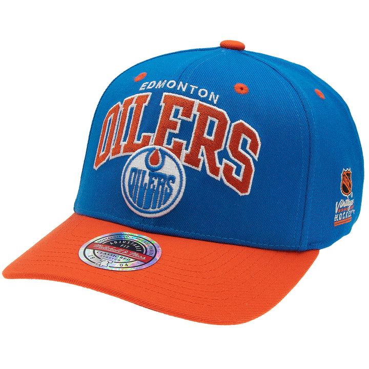 Edmonton Oilers NHL Team Arch Classic Snapback Mitchell &amp; Ness Blue/Orange