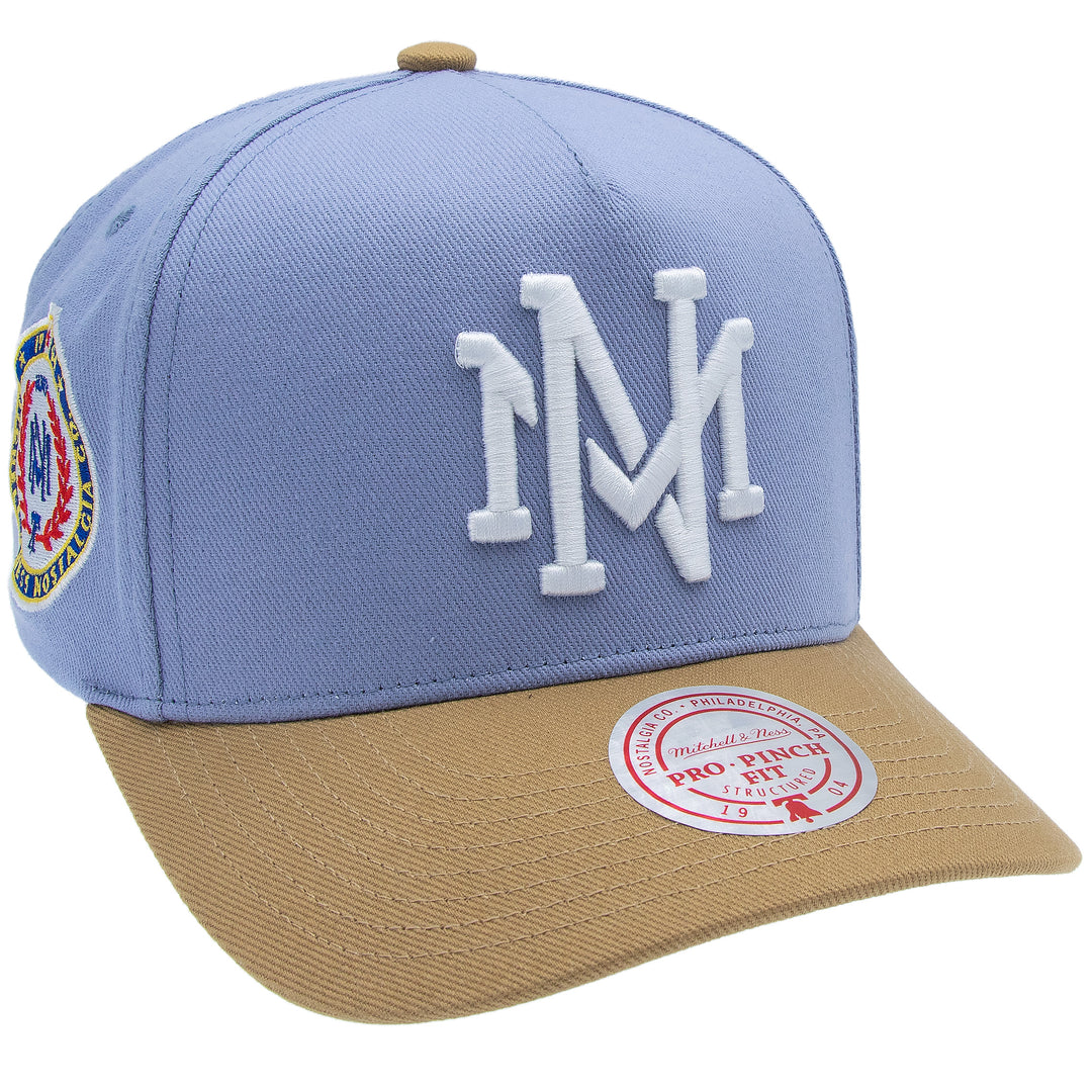 Branded Blue Khaki Pro Crown Snapback Mitchell &amp; Ness
