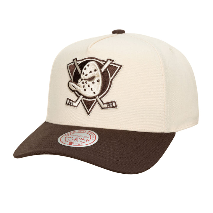 Anaheim Ducks NHL Pro Snapback Mitchell &amp; Ness Cream/Brown