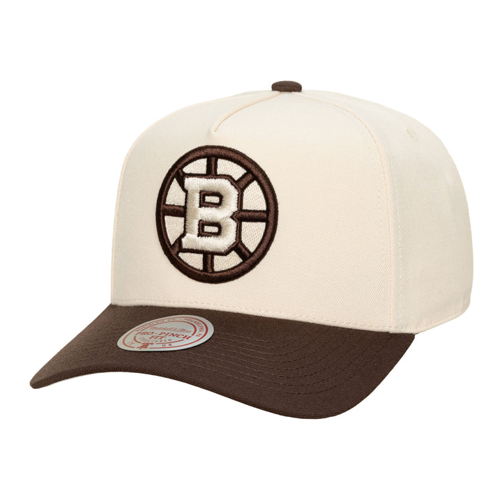 Boston Bruins NHL Pro Snapback Mitchell &amp; Ness Cream/Brown