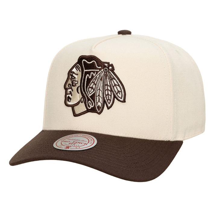 Chicago Blackhawks NHL Pro Snapback Mitchell &amp; Ness Cream/Brown