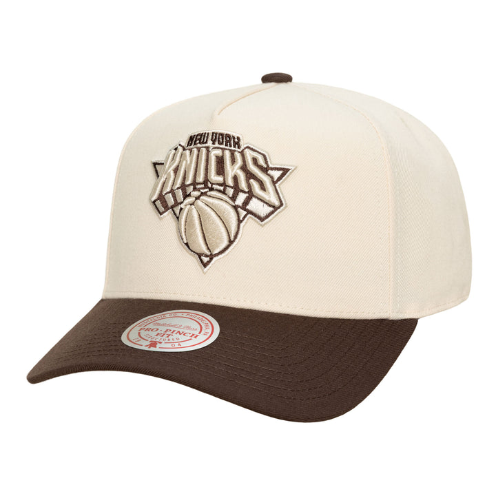 New York Knicks NBA Pro Snapback Mitchell &amp; Ness Cream/Brown