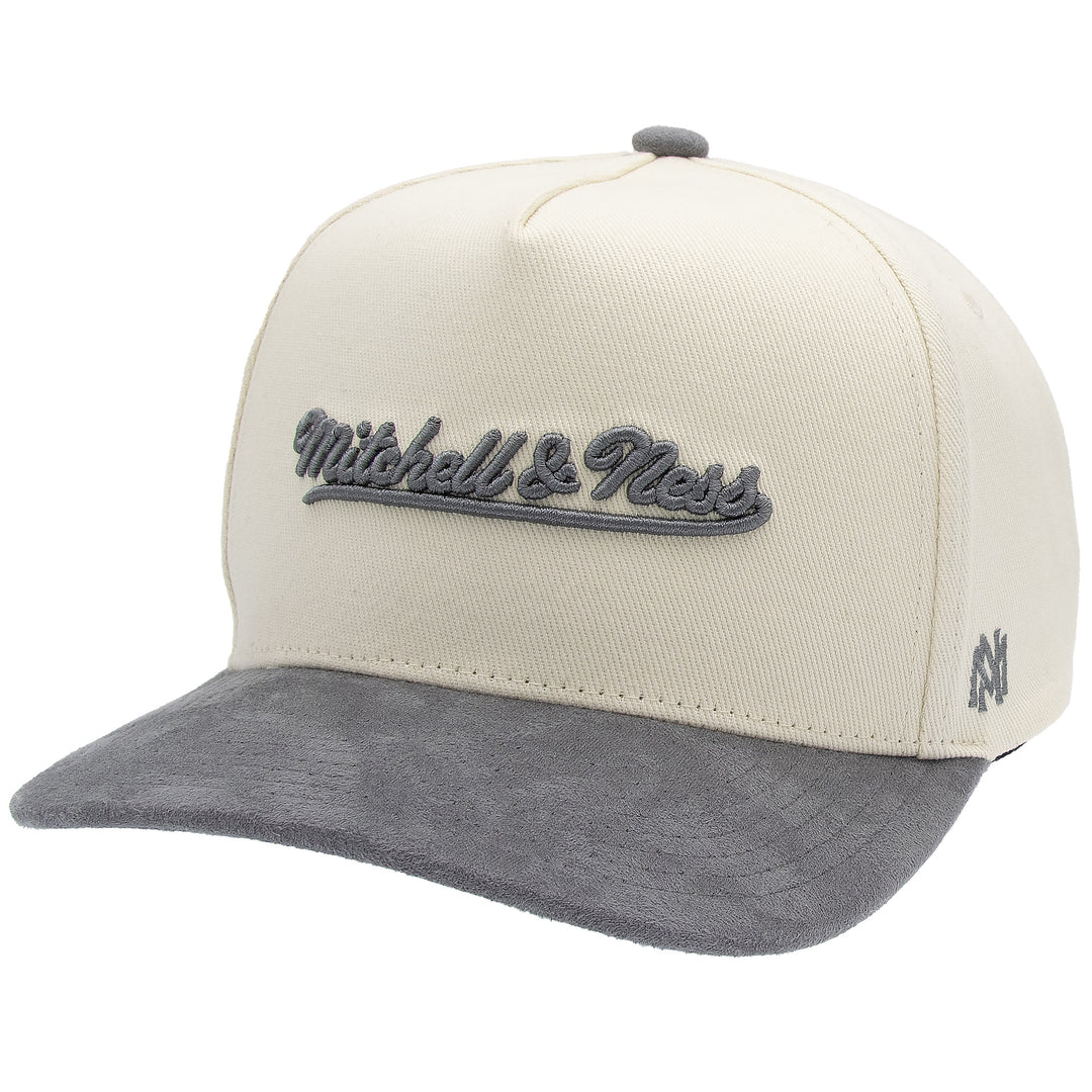 Mitchell &amp; Ness Branded Luxury Script Pro Pinch Snapback Gray