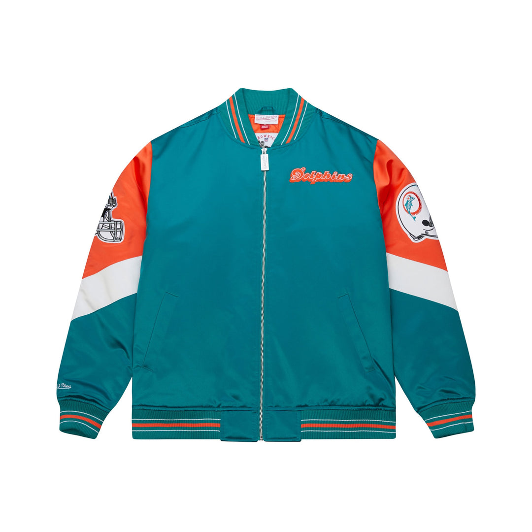 Miami Dolphins NFL Throw It Back Heavyweight Satin Jacket Mitchell &amp; Ness