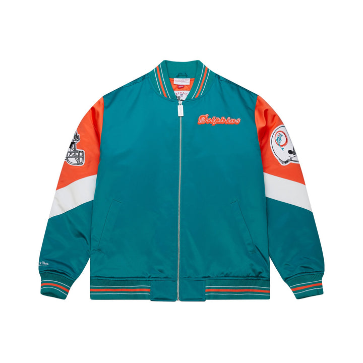 Miami Dolphins NFL Throw It Back Heavyweight Satin Jacket Mitchell &amp; Ness