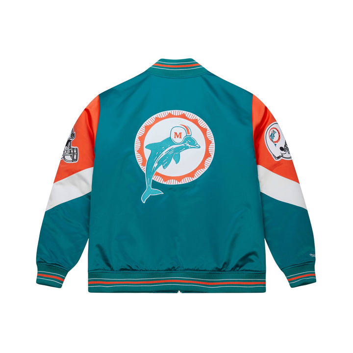 Miami Dolphins NFL Throw It Back Heavyweight Satin Jacket Mitchell &amp; Ness