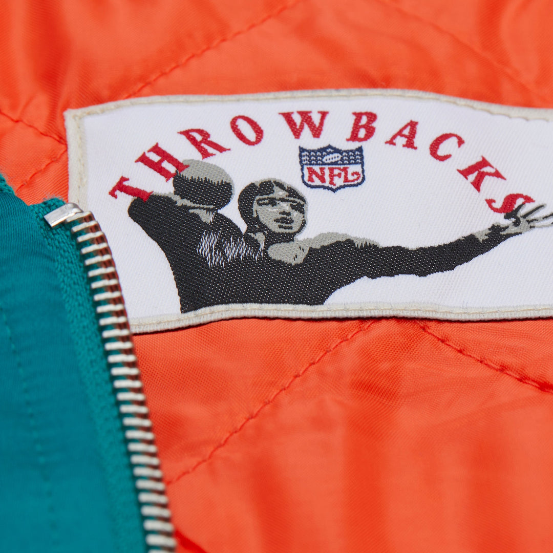 Miami Dolphins NFL Throw It Back Heavyweight Satin Jacket Mitchell &amp; Ness