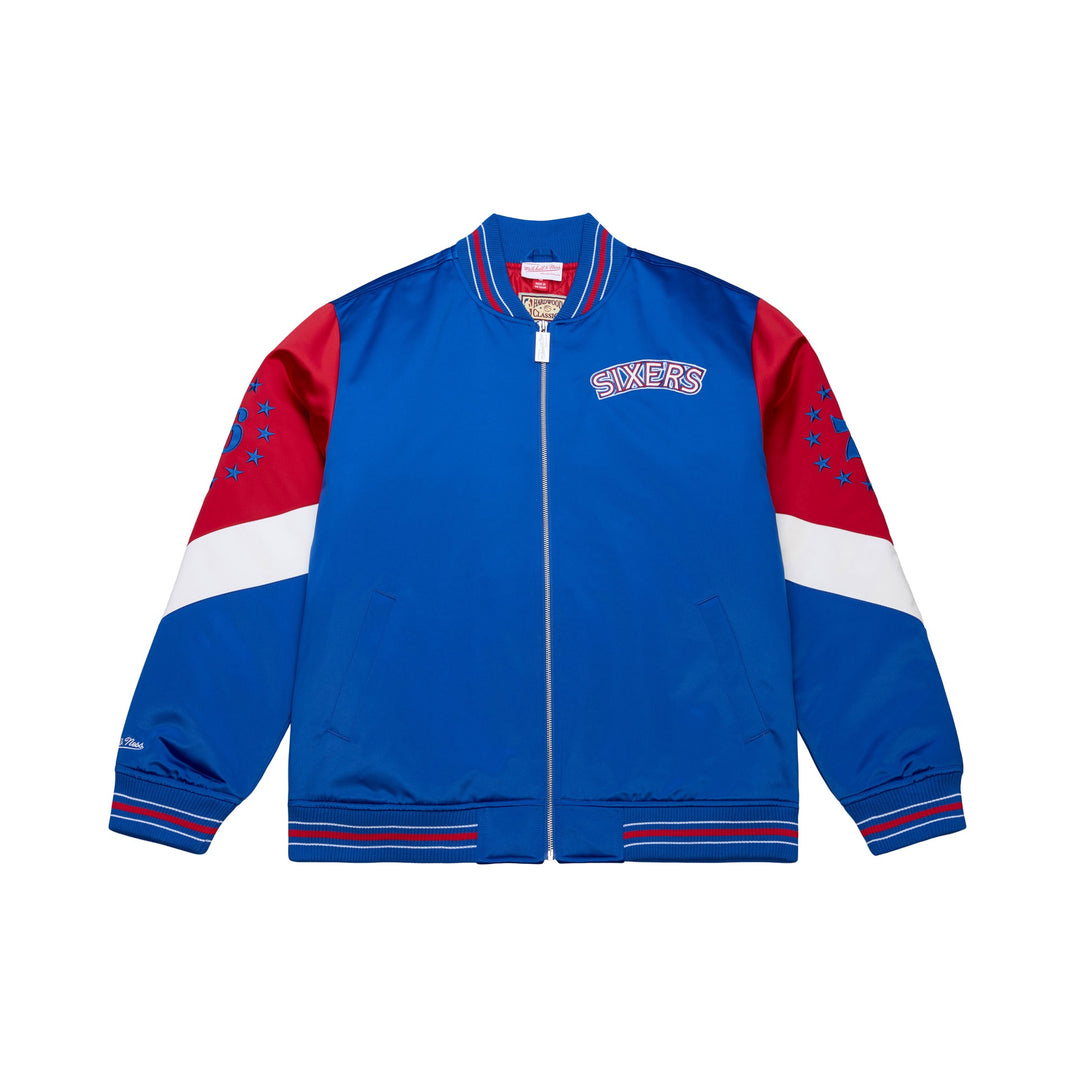 Philadelphia 76ers NBA Throw It Back Heavyweight Satin Jacket Mitchell &amp; Ness