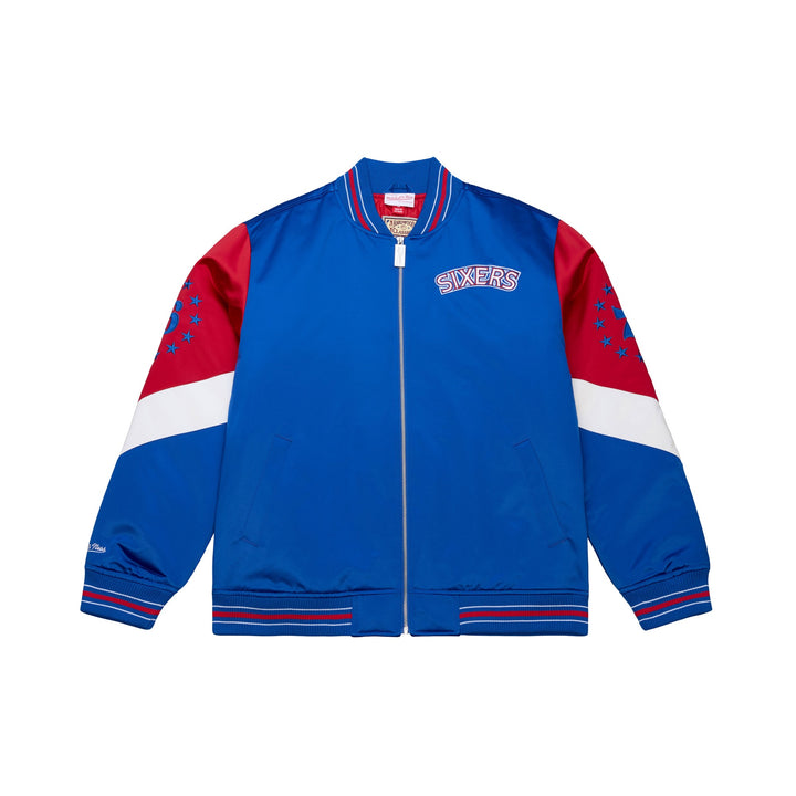Philadelphia 76ers NBA Throw It Back Heavyweight Satin Jacket Mitchell &amp; Ness